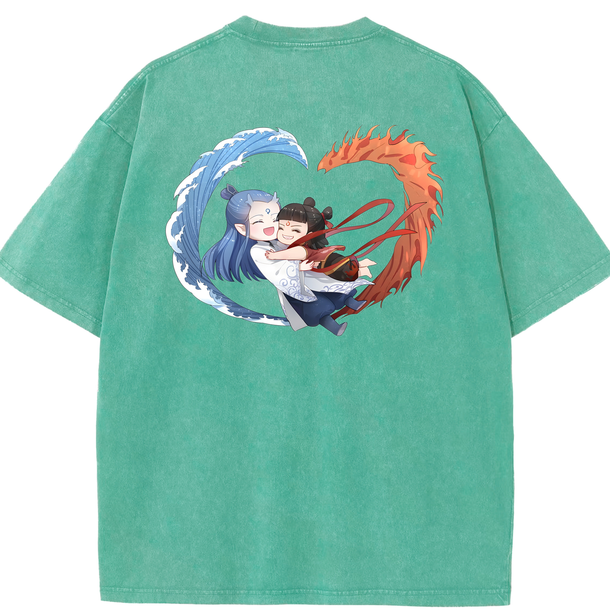 （画像用） Ne Zha 2 ナタ 魔童の大暴れ 綿100% ヴィンテージ風 半袖Tシャツ（背面プリント）